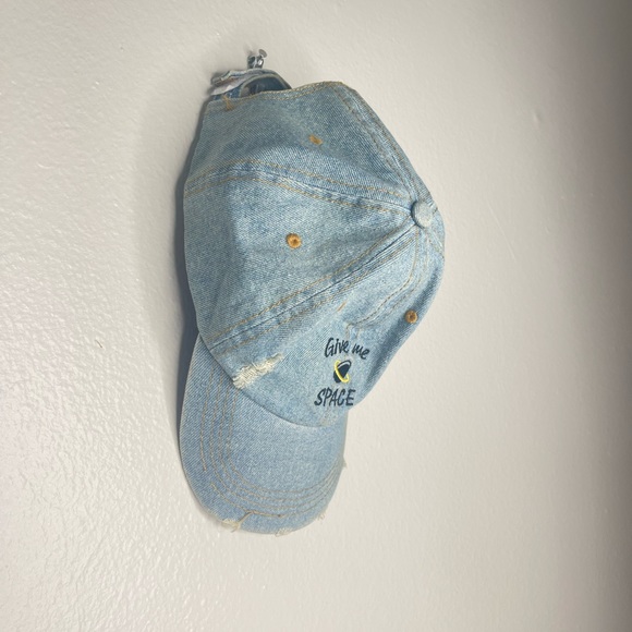 Give Me Space Jean Distressed Adjustable Dad Cap Hat - Picture 2 of 5